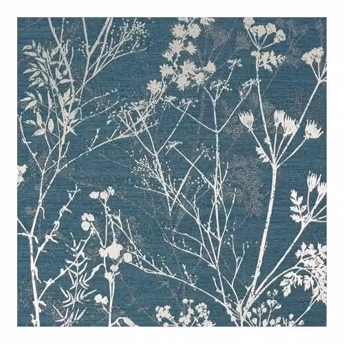 Superfresco Hedgerow Teal Botanical Floral Wallpaper in Petrol, Silver and Blue – 1