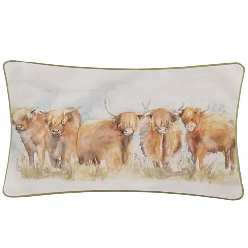 Voyage Maison Highland Cattle Outdoor Cushion, Orange, W: 50 cm, H: 30 cm, D: 30 cm – 1