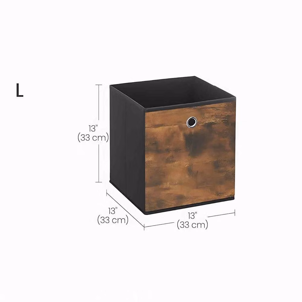The Bazaarist Set of 8 Foldable Fabric Storage Cube Bins with Handles, Brown and Black – 3