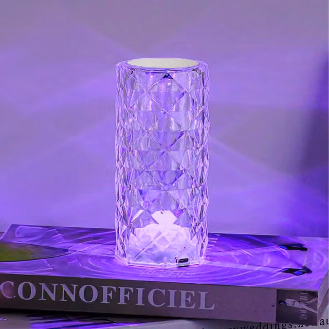 Komore Multicolor LED Crystal Table Lamp with Remote Control, Transparent