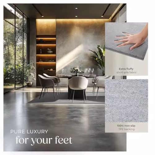 tectake Grey Fluffy Short-Pile Rug, Allergy-Friendly, Washable and Non-Slip, W/D: 140 x 200 cm – 4