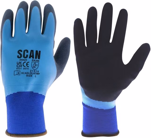 Scan Waterproof Latex Gloves, Blue, Size: XXL