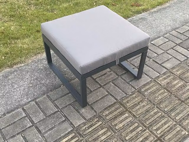 Fimous Aluminium Outdoor Garden Footstool in Dark Grey with Removable Cushions, W/D/H: 60 x 60 x 35 cm