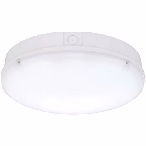 Loops Gloss White Round Bulkhead Light with 18W CCT SMD LED Module and Microwave Motion Sensor, Diameter: 300 mm, IP65 Rated