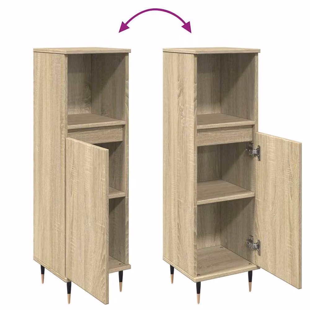 Berkfield Home Practical Bathroom Cabinet in Sonoma Oak, Light Brown, W/D/H: 30 x 30 x 100 cm – 3