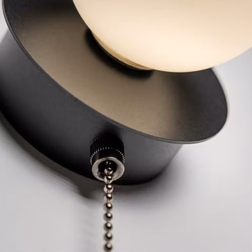 CGC Lighting Macie Black and White LED Rechargeable Magnetic USB Wireless Wall Light with Opal Glass Sphere Diffuser and Pull Cord Switch – 4