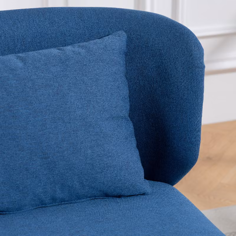 HOMCOM 2 Seater Upholstered Sofa in Blue Fabric with Metal Legs – 9