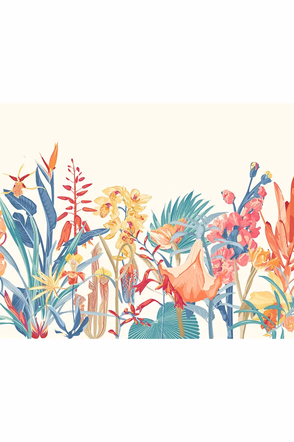 Origin Murals Tropical Foliage Floral Wall Mural in Blue and Multicolour, W: 300 cm, H: 240 cm – 2