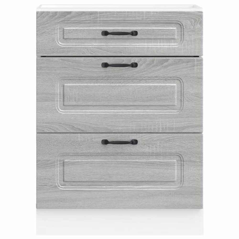 Berkfield Home Kalmar Kitchen Base Cabinet in Grey Sonoma Engineered Wood, H 81.5 x W 60.0 x D 46.0 cm – 2
