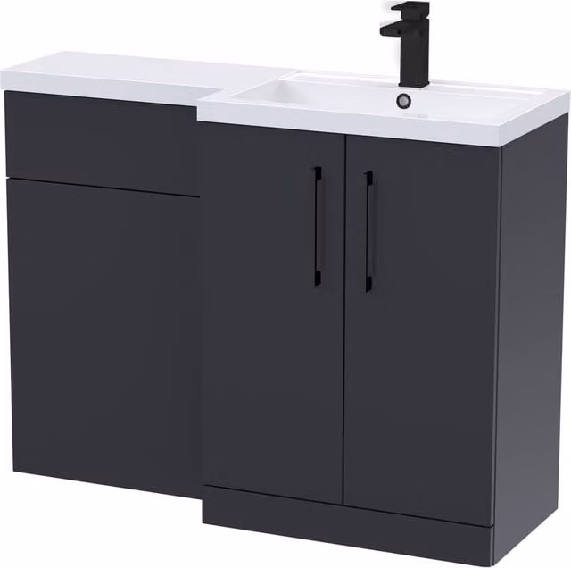 Balterley Modern Right-Hand Vanity and WC Unit Combination in Matt Dark Grey, Width: 110 cm