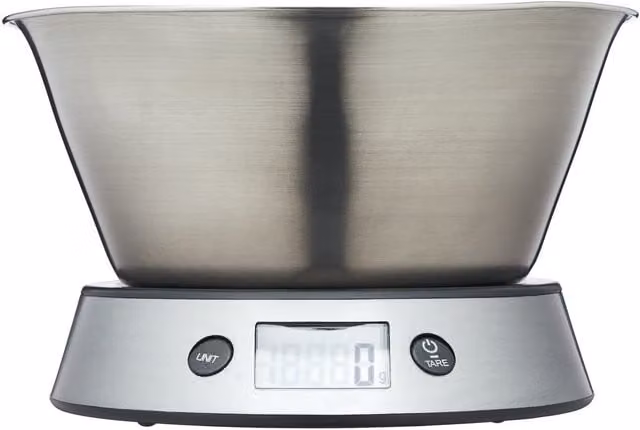 Taylor Pro Digital Kitchen Scales with Tare Function, 5L, Grey and Silver Stainless Steel