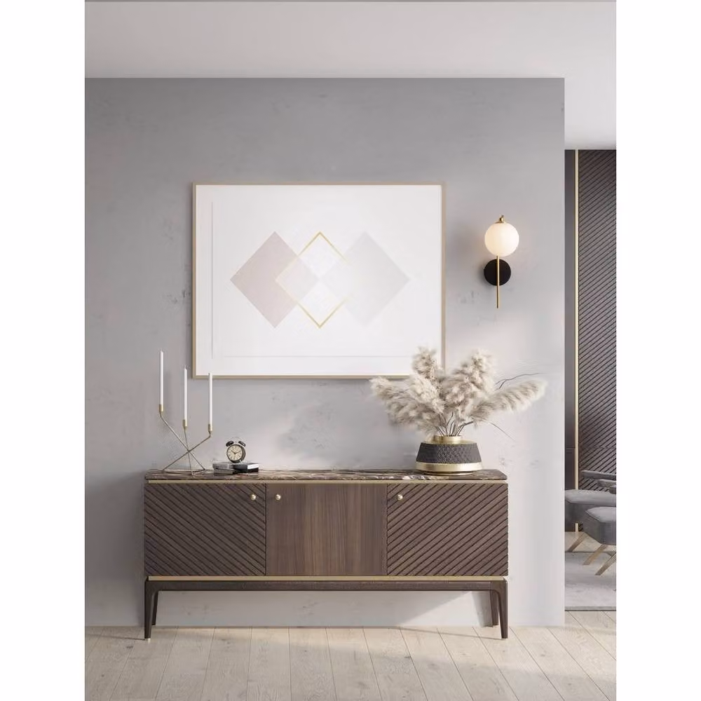 Netlighting Savoy Globe LED Wall Light with Opal Glass in Gold/Brass and Matt Black