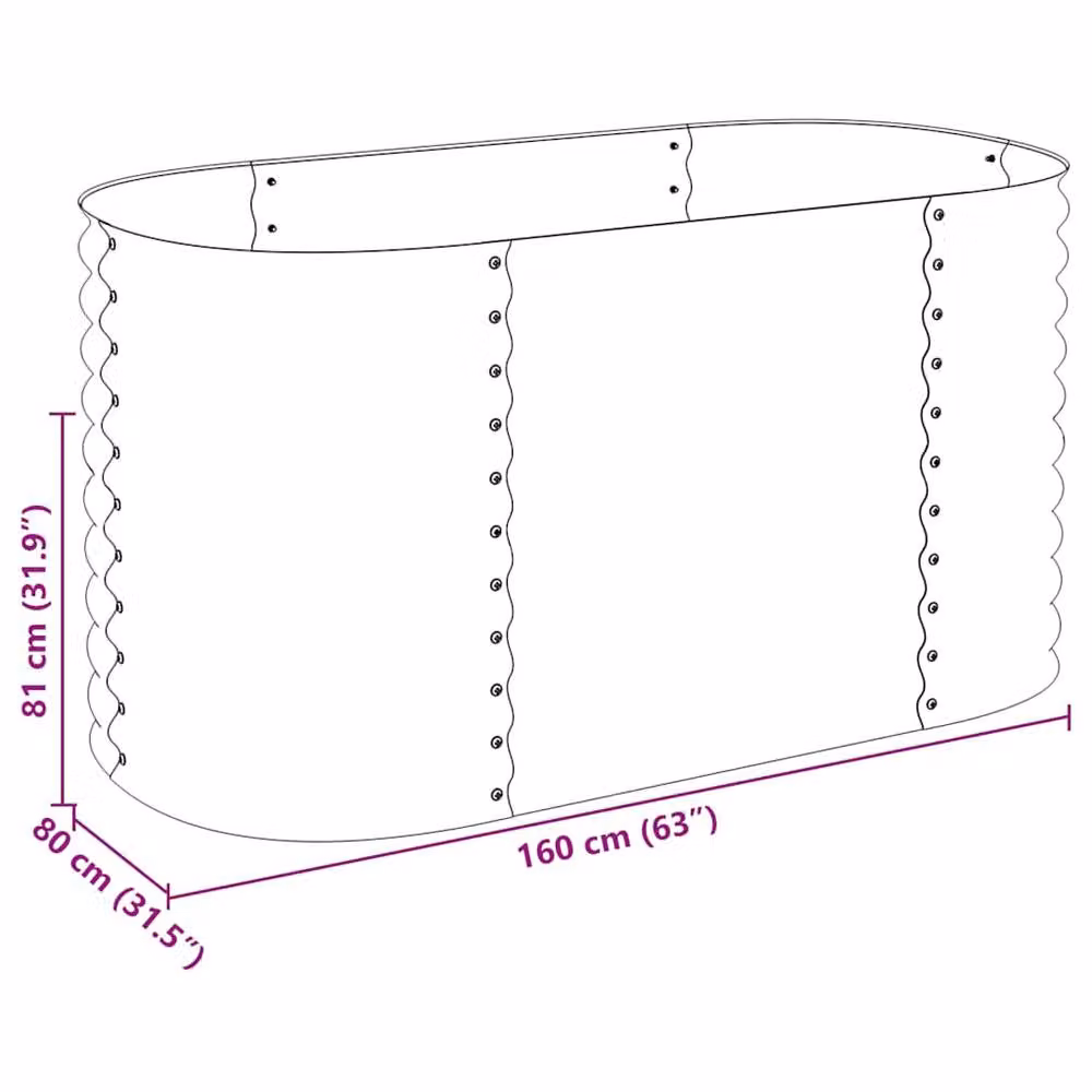 Berkfield Home Garden Galvanised Steel Raised Bed, Grey, W/D/H: 160 x 80 x 81 cm – 7