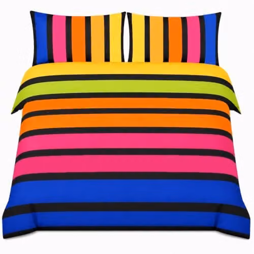 Rapport Home Striped Polycotton Duvet Cover Set with Pillowcases, Multicolour, W/D/H: 200 x 200 cm and 50 x 75 cm – 1
