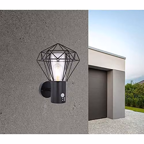 Netlighting Horace PIR Outdoor Wall Lamp Black IP44 with E27 Motion Sensor and Transparent Shade – 2