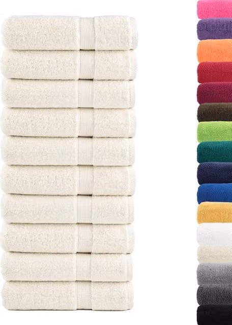 Berkfield Home SOLUND Premium Cotton Terry Shower Towels, 10 Piece Set, Beige, W: 70 cm, L: 140 cm, 600 gsm – 1