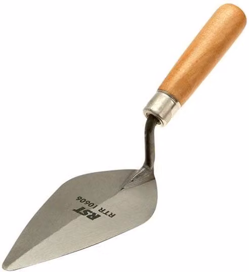R.S.T. London Pattern Pointing Trowel with Wooden Handle in Silver