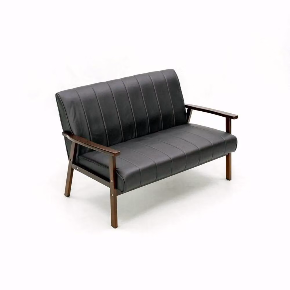 KORVIXA Mid-Century Modern 2-Seater Living Room Accent Armchair in Black – 3