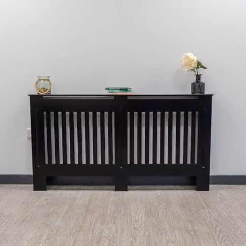 Airwave Vertical Line Style Radiator Cover in Black MDF, W/D/H: 152.0 x 19.0 x 81.5 cm