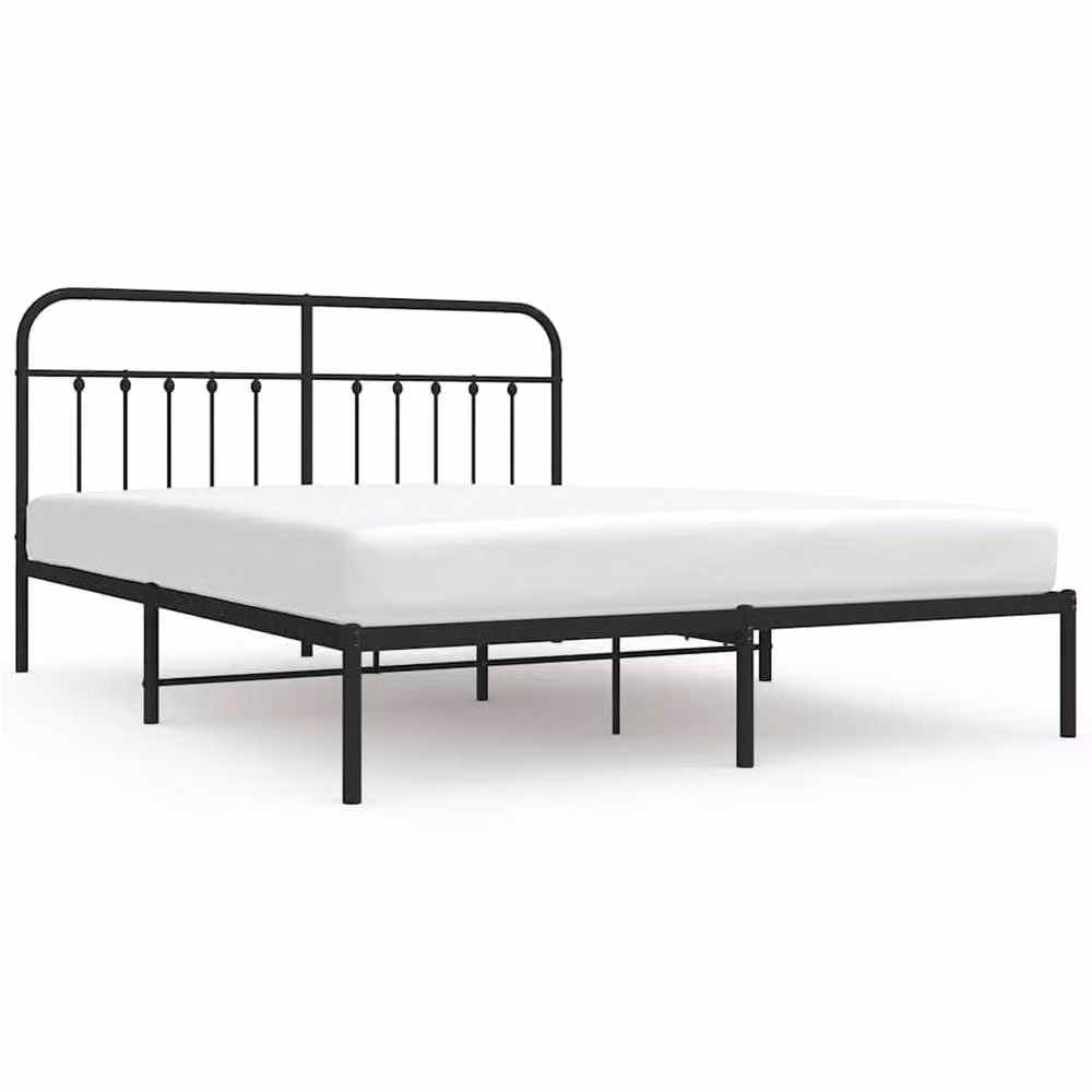 Berkfield Home Metal Bed Frame with Headboard in Black, W/D/H: 183 x 187 x 100 cm – 2