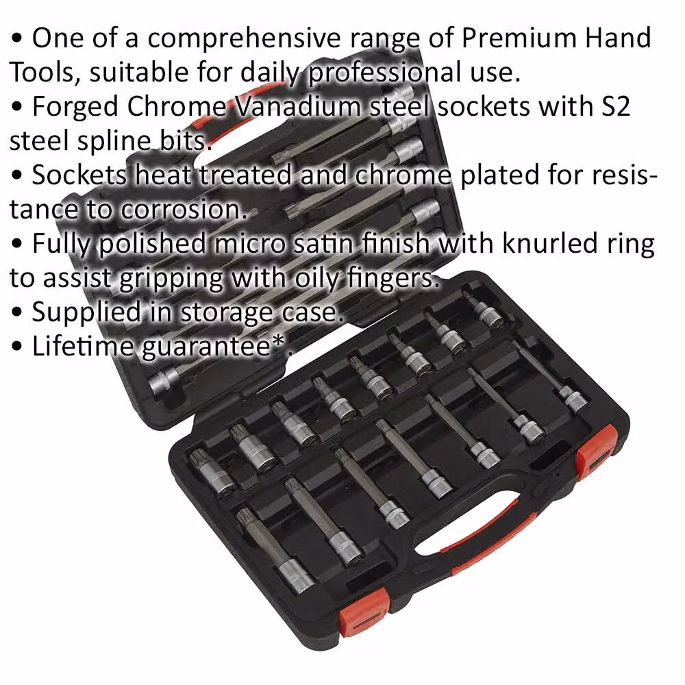Loops 26 Piece Spline Bit Set with 3/8 inch Square Drive, 200mm Long, S2 Steel, Silver – 2