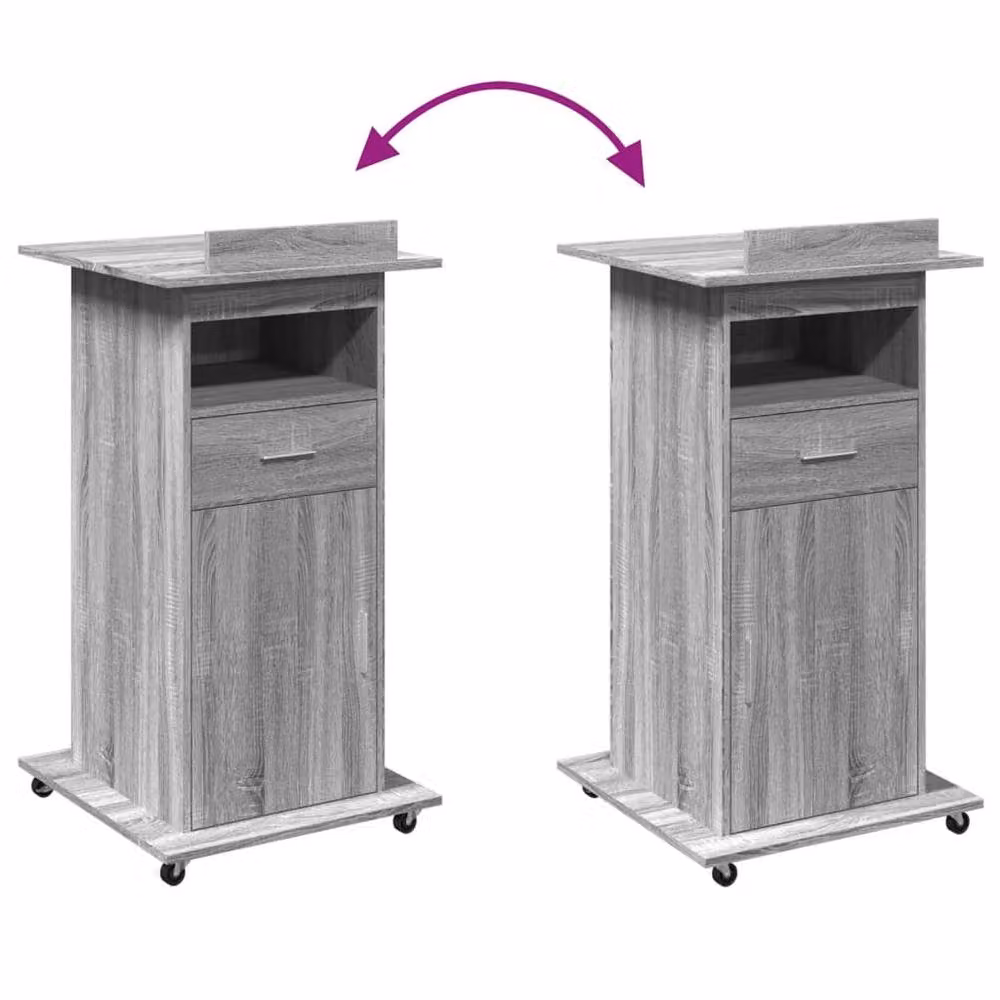 Berkfield Home Lectern with Wheels and Drawer in Grey Sonoma, W/D/H: 55 x 55 x 107 cm – 3
