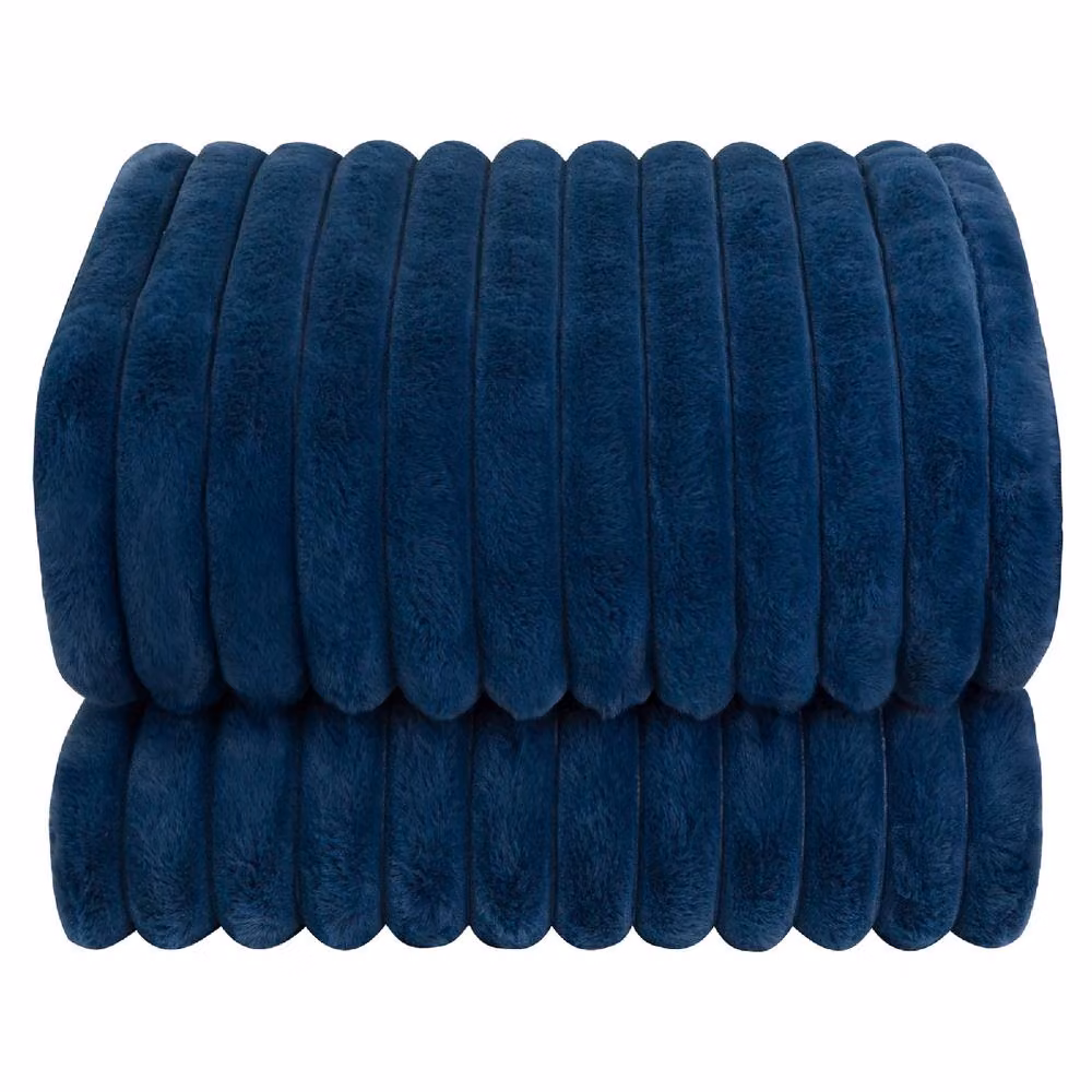 Russell Hobbs Navy Faux Fur and Sherpa Electric Heated Throw RHHT1005, W: 180 cm, D: 130 cm – 2