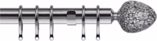 NewEdgeBlinds Alexia Finial Metal Curtain Pole Set in Satin Silver, Length: 125 cm