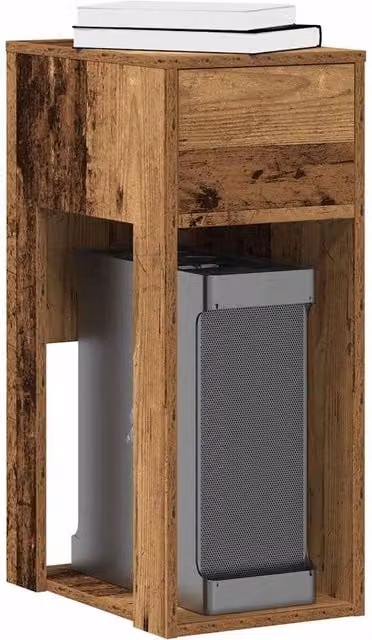 Berkfield Home Computer Tower Stand with Drawer in Brown Old Wood W/D/H: 30 x 44 x 74 cm