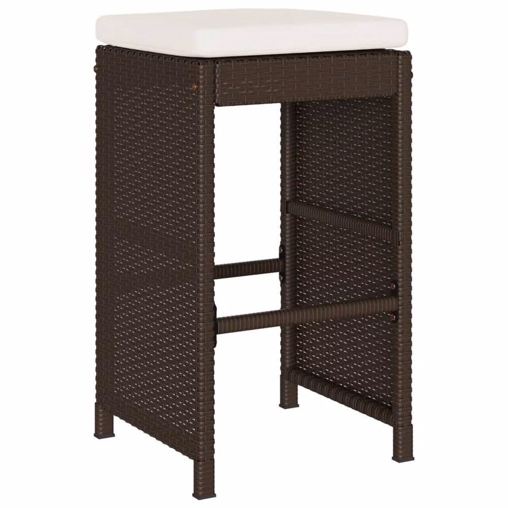 Berkfield Home Set of 6 Modern Brown Poly Rattan Garden Bar Stools with Cushions – 3