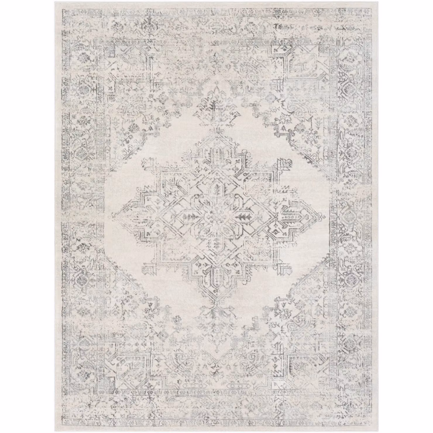 Livabliss Alix Vintage Boho Rug in White and Grey, W: 80 cm, L: 150 cm – 2