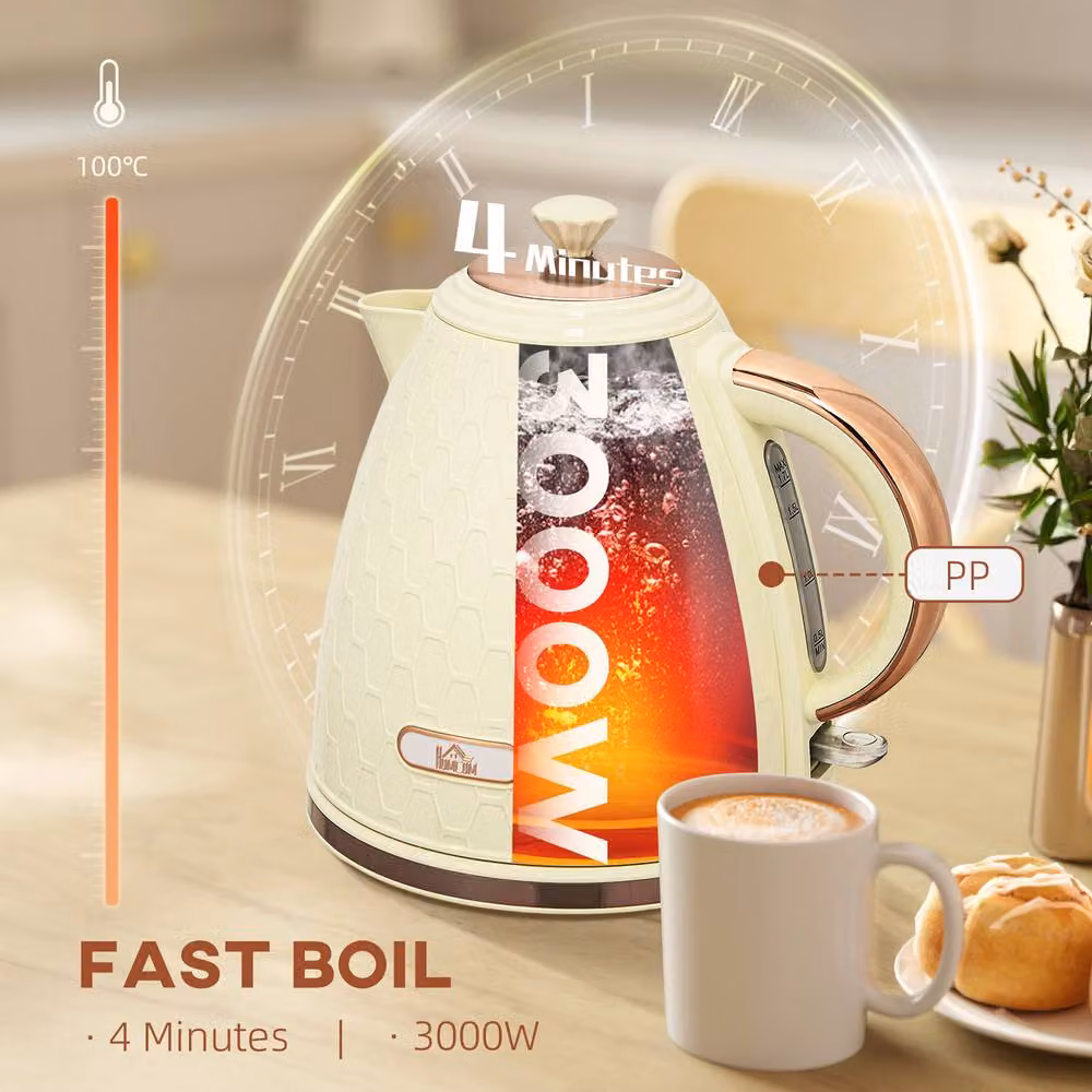 HOMCOM Electric Kettle with Auto Shut-off, 1.7 l, Beige – 2