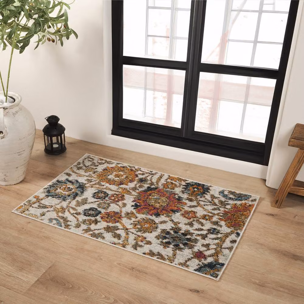 Livabliss Harput Vintage Boho Living Room Rug in Beige, Blue, Orange and Yellow, W: 80 cm, L: 220 cm – 6