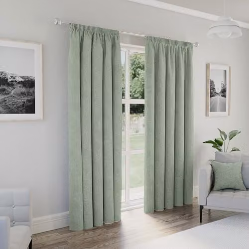 Enhanced Living Dallas Green Blackout Curtains with Multifunction Tape, W: 168 cm, H: 229 cm – 1