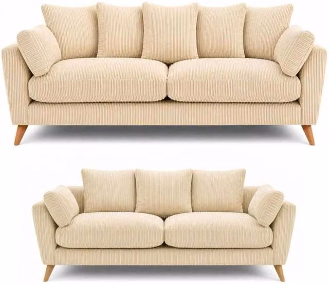 SOFASELECTION UK Harlow Jumbo Cord 3+2 Seater Sofa Set in Beige