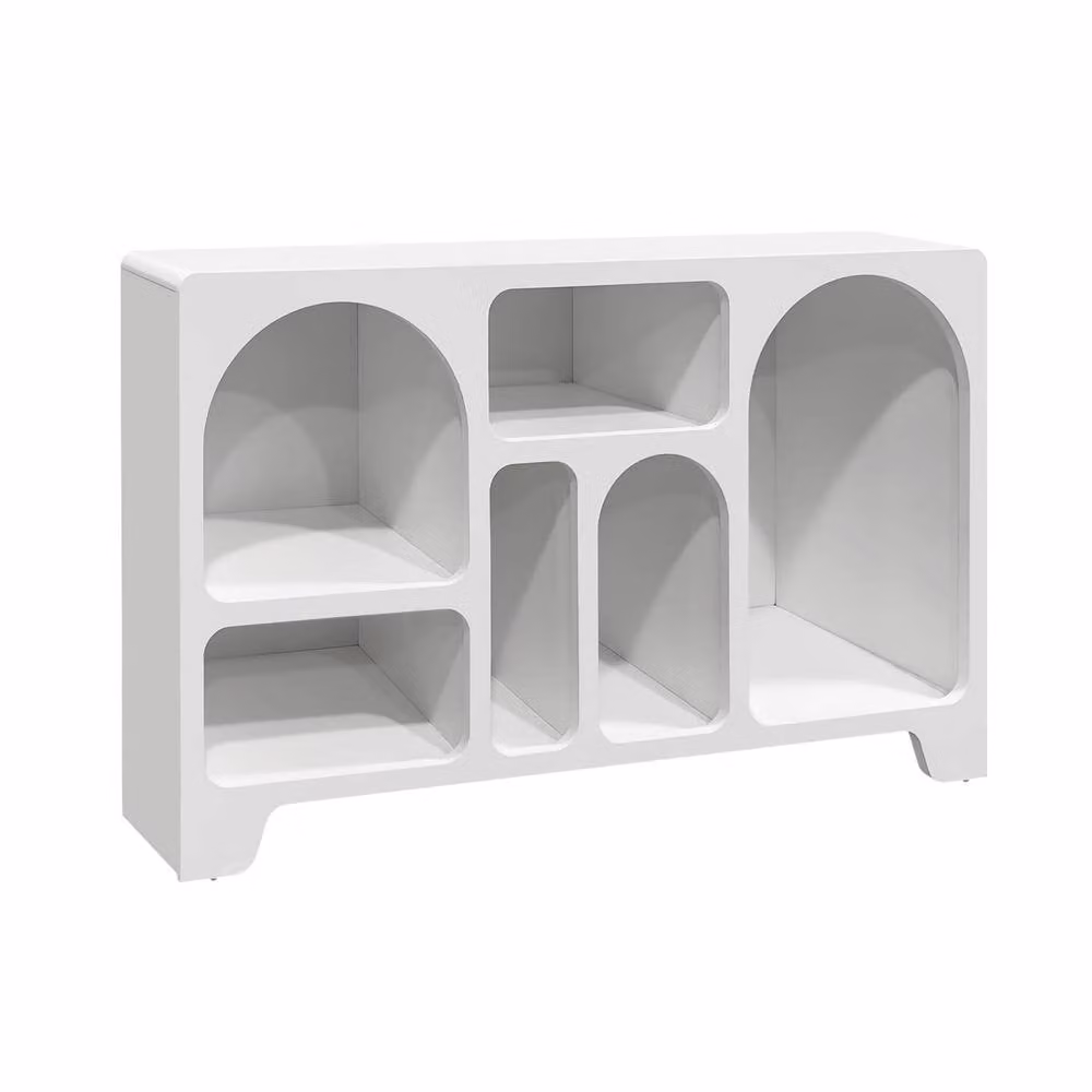 Sweekeek White Wood Effect 6 Compartment Modern Sideboard – 2