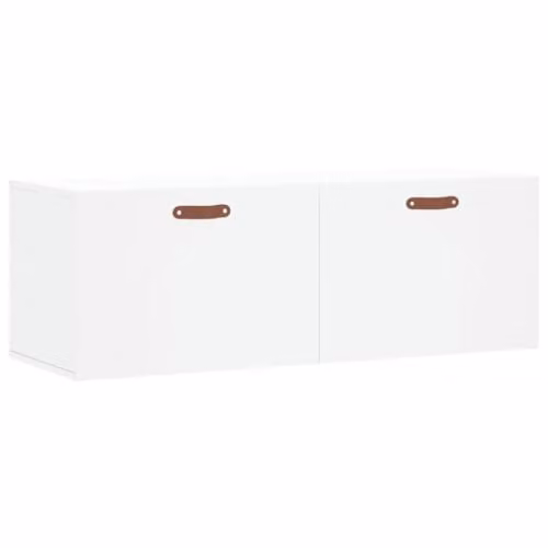 vidaXL Modern White Wall Cabinet with Hinged Doors and Internal Shelves W/D/H: 100 x 36.5 x 35 cm