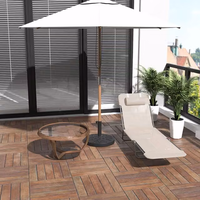 Outsunny Garden Lounger Recliner Sun Bed Chair with Adjustable Headrest in Beige and Yellow