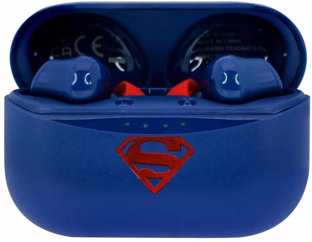 Superman Blue and Red Bluetooth Wireless In-Ear Earbuds with USB-C