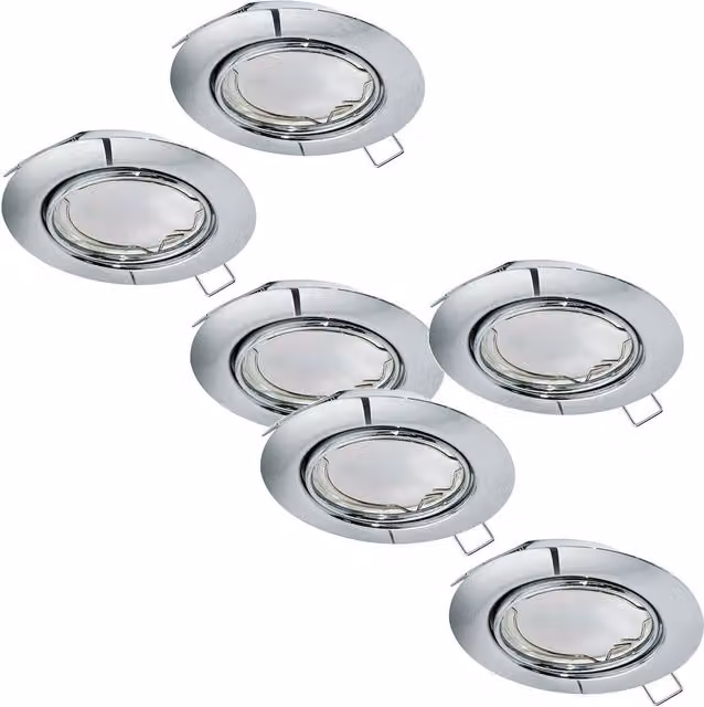 Loops Adjustable Chrome Steel Ceiling Downlight, GU10, Round, 3 Pack
