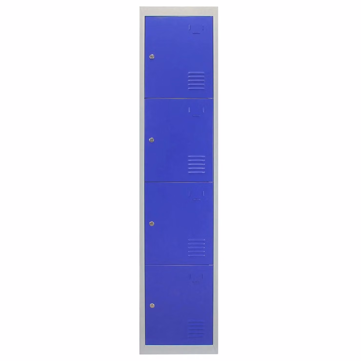 Monstershop Metal Storage Lockers with Four Hinged Doors and Lock, Blue/Grey, H: 180 cm, W: 45 cm, D: 38 cm – 3