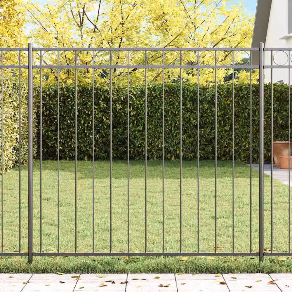 Berkfield Home Grey Powder-Coated Steel Rectangular Fence Panel, W: 170 cm, H: 150 cm, D: 150 cm – 2