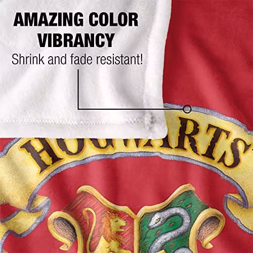 LOGOVISION Harry Potter Hogwarts Crest Super Soft Fleece Throw Blanket, White and Multicolour, W/D/H: 152 x 127 cm – 3