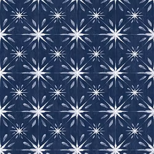 Galerie Nordic Elements Star Design Abstract Geometric Wallpaper, Blue and White, W: 53 cm, L: 10 m – 1