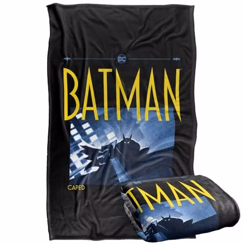 Warner Bros. Batman Caped Crusader Shadow Block Super Soft Fleece Throw Blanket, Multicolour, W: 91.44 cm x D: 147 cm – 1