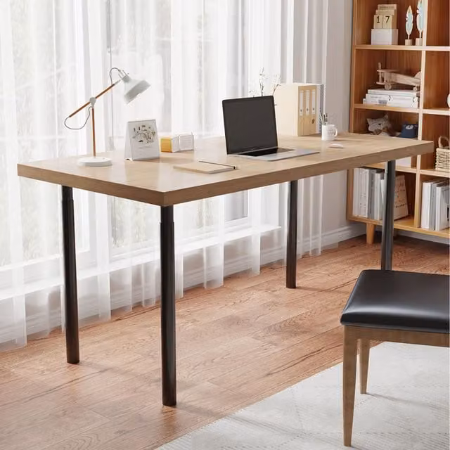 Livingandhome Set of 4 Modern Matt Black Cylindrical Metal Table Legs, Height: 80 cm