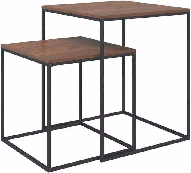 Berkfield Home 2-Piece Nested Coffee Table Set in Black and Brown with Engineered Wood and Metal Industrial Design