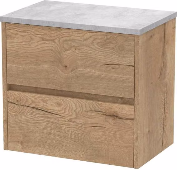 Balterley Chartley Contemporary 2 Drawer Wall Hung Vanity Unit, Brown, Width: 60 cm