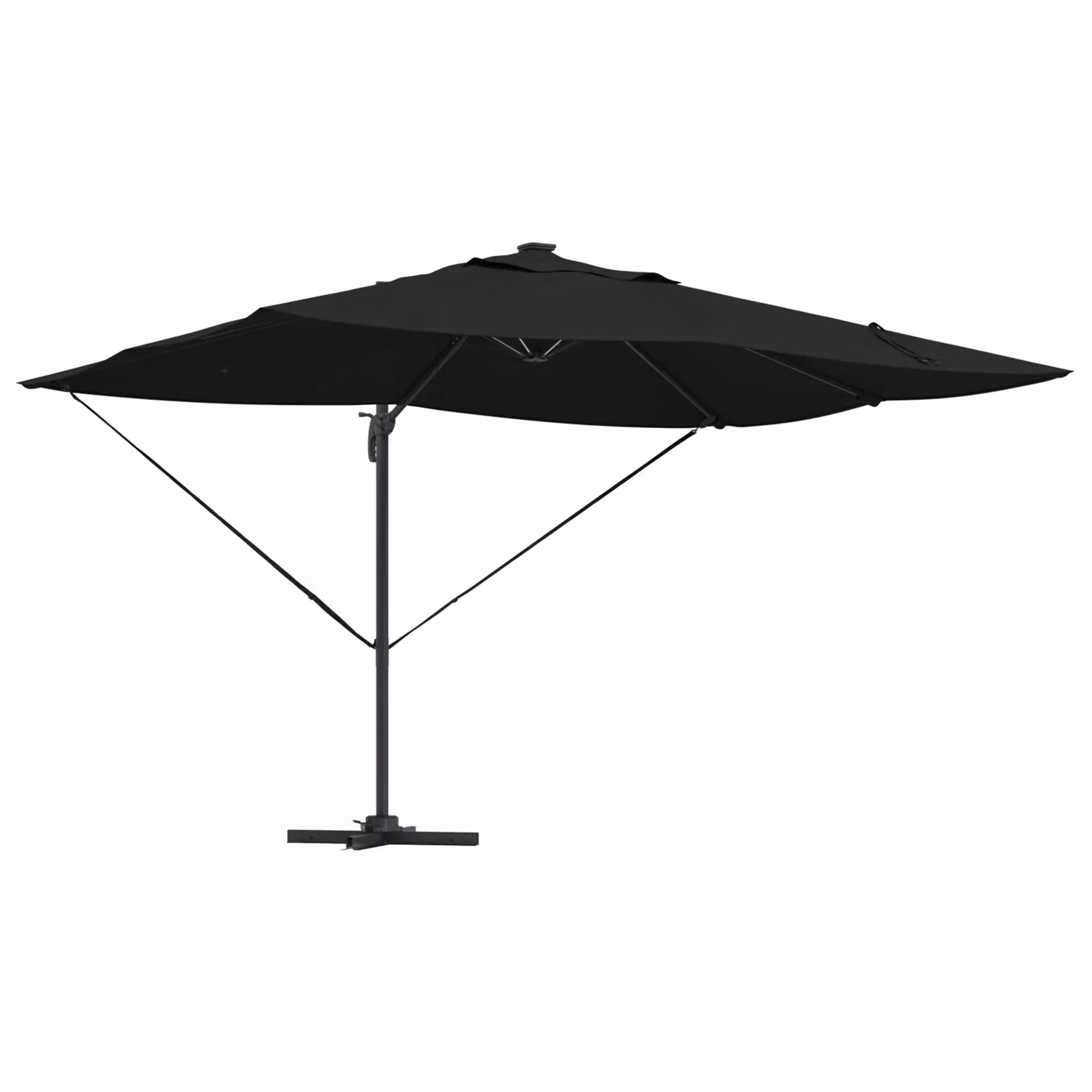 Berkfield Home Roma Cantilever Parasol with LEDs, Black Aluminium, W: 352 cm, D: 251 cm, H: 265 cm – 2