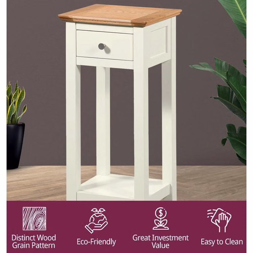 FORGEVIO Small Retro Side Table in Off-White Solid Oak Wood – 2
